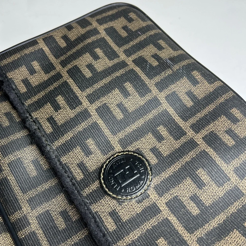 Fendi Vintage Zucca Coated Canvas Zip Crossbody Shoulder Bag - Picture 13 of 16